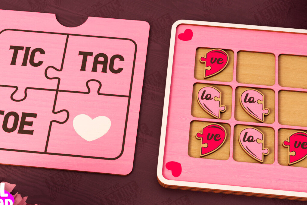 Intra απο ξύλο plywood 3mm-4mm πάχος – Ημέρα του Αγίου Βαλεντίνου Tic Tac Toe | Επιτραπέζιο παιχνίδι Δίασταση  20x20 cm INTRAFABR-110838159