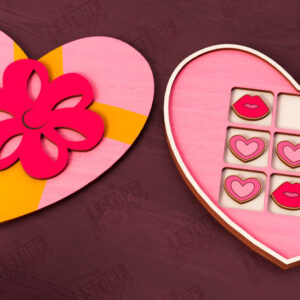 Intra απο ξύλο plywood 3mm-4mm πάχος – Ημέρα του Αγίου Βαλεντίνου Tic Tac Toe | Επιτραπέζιο παιχνίδι Δίασταση  20x20 cm INTRAFABR-110838105