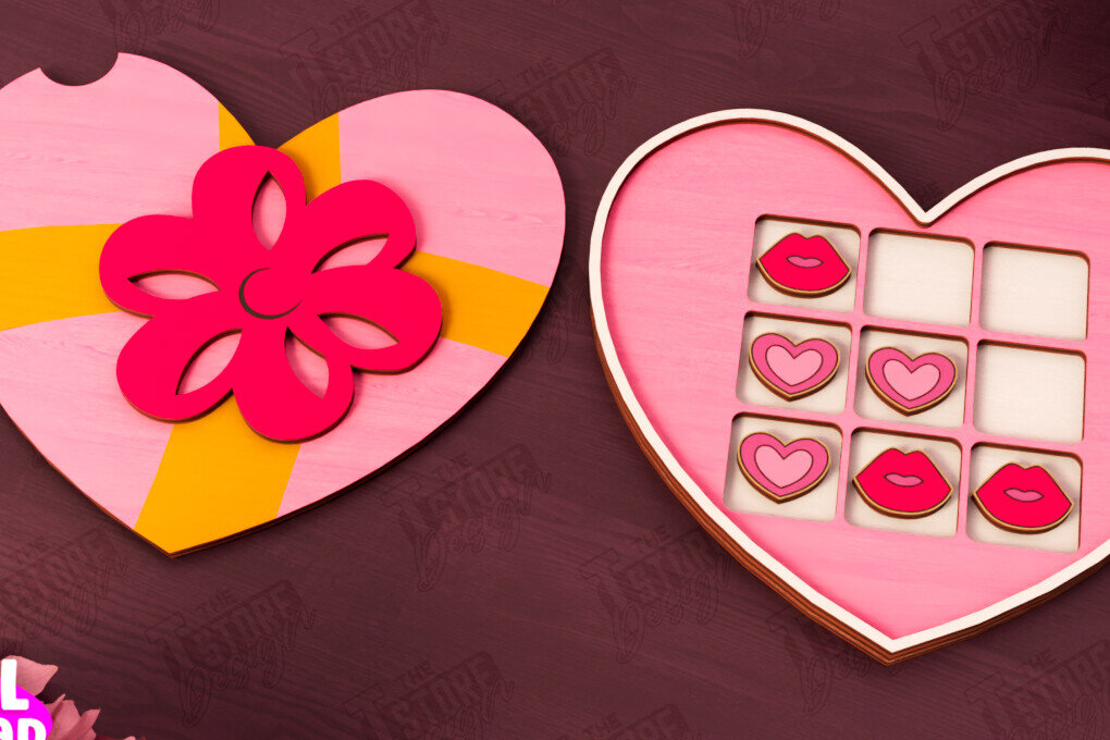 Intra απο ξύλο plywood 3mm-4mm πάχος – Ημέρα του Αγίου Βαλεντίνου Tic Tac Toe | Επιτραπέζιο παιχνίδι Δίασταση  20x20 cm INTRAFABR-110838105