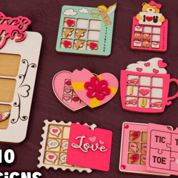 Intra απο ξύλο plywood 3mm-4mm πάχος – Πακέτο Tic Tac Toe για την Ημέρα του Αγίου Βαλεντίνου | CNC Δίασταση  20x20 cm INTRAFABR-110839138 - Image 1