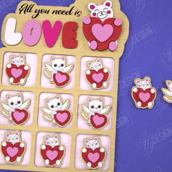 Intra απο ξύλο plywood 3mm-4mm πάχος – Πακέτο Tic Tac Toe για την Ημέρα του Αγίου Βαλεντίνου | CNC Δίασταση  20x20 cm INTRAFABR-109290307 - Image 7