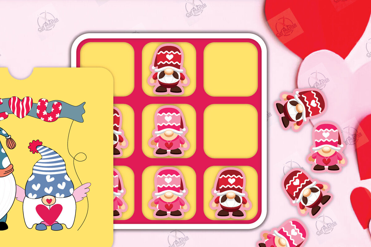 Intra απο ξύλο plywood 3mm-4mm πάχος – Ημέρα του Αγίου Βαλεντίνου Tic Tac Toe Cut Laser Δίασταση  20x20 cm INTRAFABR-112989124