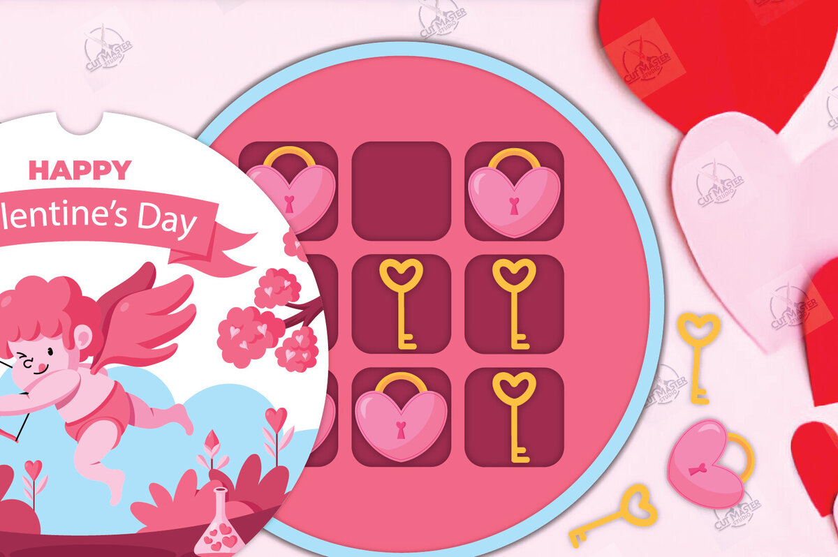 Intra απο ξύλο plywood 3mm-4mm πάχος – Ημέρα του Αγίου Βαλεντίνου Tic Tac Toe Cut Laser Δίασταση  20x20 cm INTRAFABR-112989154