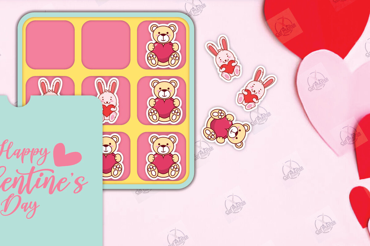 Intra απο ξύλο plywood 3mm-4mm πάχος – Ημέρα του Αγίου Βαλεντίνου Tic Tac Toe Cut Laser Δίασταση  20x20 cm INTRAFABR-112989318