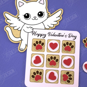 Intra απο ξύλο plywood 3mm-4mm πάχος – Ημέρα του Αγίου Βαλεντίνου Tic Tac Toe|Κλασικό παιχνίδι Δίασταση  20x20 cm INTRAFABR-109290050 - Image 1