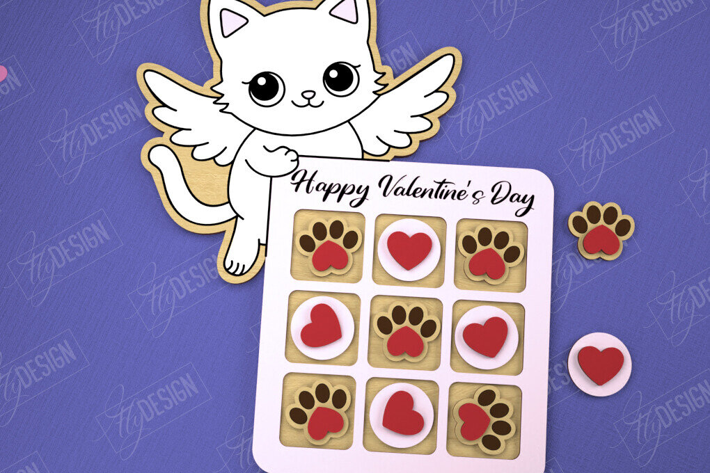 Intra απο ξύλο plywood 3mm-4mm πάχος – Ημέρα του Αγίου Βαλεντίνου Tic Tac Toe|Κλασικό παιχνίδι Δίασταση  20x20 cm INTRAFABR-109290050