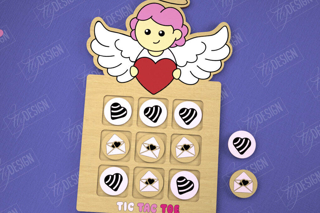 Intra απο ξύλο plywood 3mm-4mm πάχος – Ημέρα του Αγίου Βαλεντίνου Tic Tac Toe|Κλασικό παιχνίδι Δίασταση  20x20 cm INTRAFABR-109290054