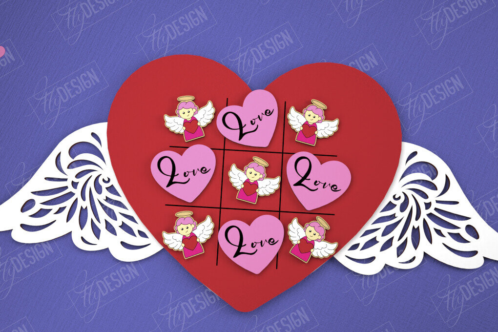 Intra απο ξύλο plywood 3mm-4mm πάχος – Ημέρα του Αγίου Βαλεντίνου Tic Tac Toe|Κλασικό παιχνίδι Δίασταση  20x20 cm INTRAFABR-109290058