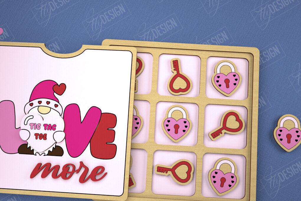 Intra απο ξύλο plywood 3mm-4mm πάχος – Ημέρα του Αγίου Βαλεντίνου Tic Tac Toe|Κλασικό παιχνίδι Δίασταση  20x20 cm INTRAFABR-109290087