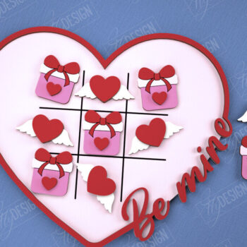 Intra απο ξύλο plywood 3mm-4mm πάχος – Ημέρα του Αγίου Βαλεντίνου Tic Tac Toe|Κλασικό παιχνίδι Δίασταση  20x20 cm INTRAFABR-109290105 - Image 1