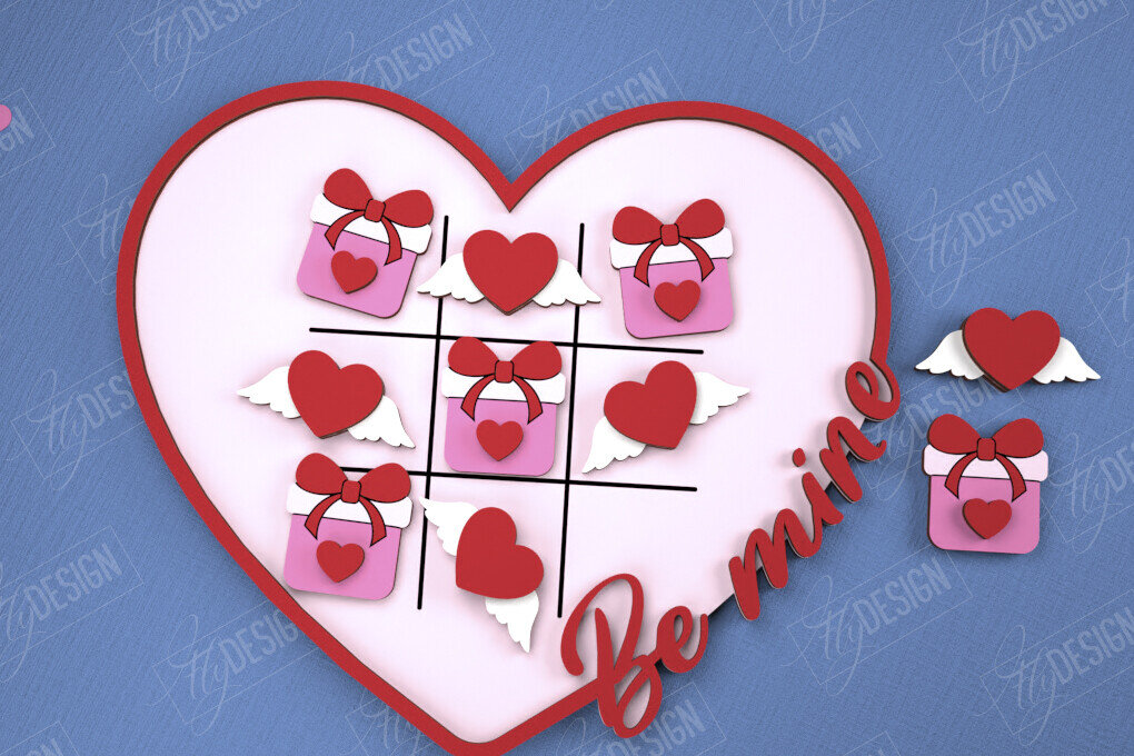 Intra απο ξύλο plywood 3mm-4mm πάχος – Ημέρα του Αγίου Βαλεντίνου Tic Tac Toe|Κλασικό παιχνίδι Δίασταση  20x20 cm INTRAFABR-109290105