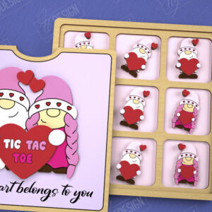 Intra απο ξύλο plywood 3mm-4mm πάχος – Ημέρα του Αγίου Βαλεντίνου Tic Tac Toe|Κλασικό παιχνίδι Δίασταση  20x20 cm INTRAFABR-109290114