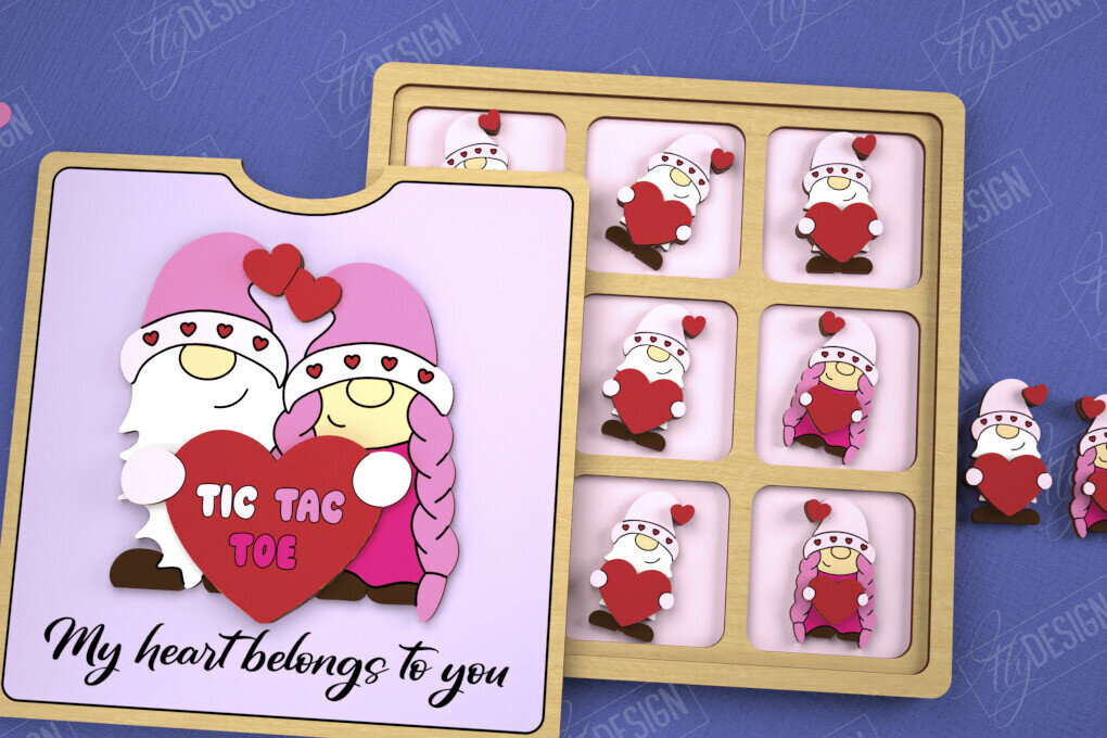 Intra απο ξύλο plywood 3mm-4mm πάχος – Ημέρα του Αγίου Βαλεντίνου Tic Tac Toe|Κλασικό παιχνίδι Δίασταση  20x20 cm INTRAFABR-109290114