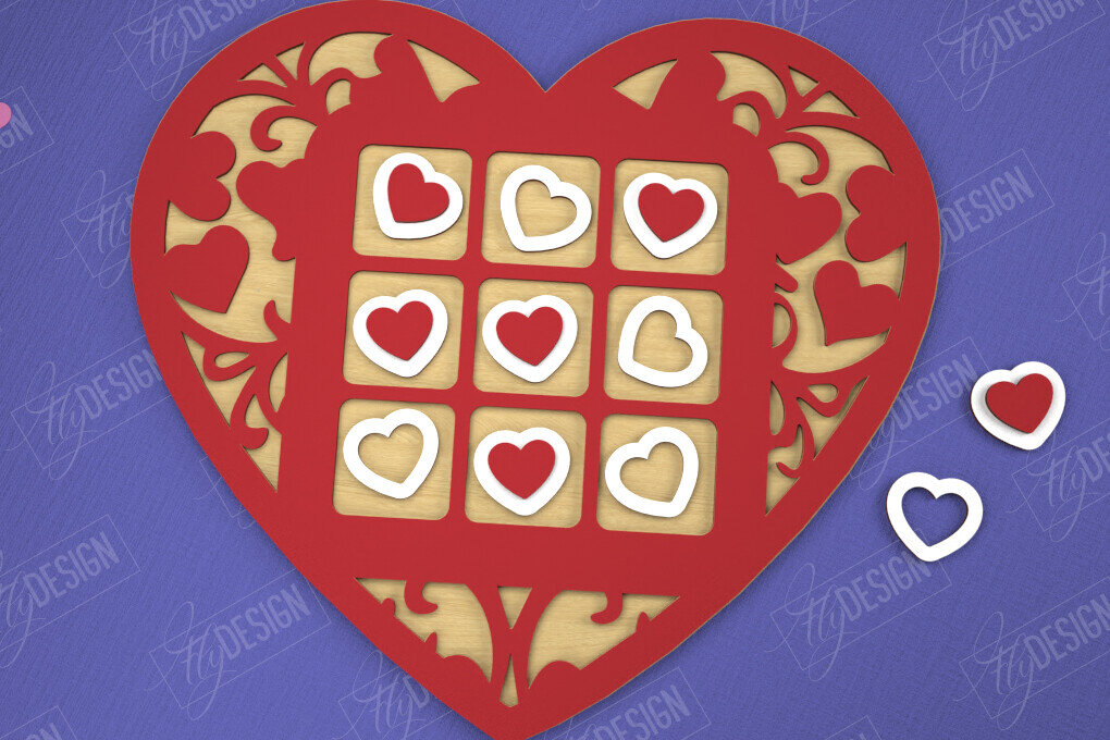 Intra απο ξύλο plywood 3mm-4mm πάχος – Ημέρα του Αγίου Βαλεντίνου Tic Tac Toe|Κλασικό παιχνίδι Δίασταση  20x20 cm INTRAFABR-109290008