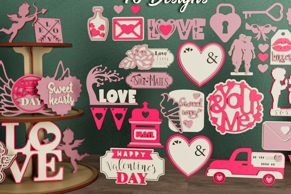 Intra απο ξύλο plywood 3mm-4mm πάχος – Πακέτο Δίσκου με επίπεδα για την Ημέρα του Αγίου Βαλεντίνου | CNC Δίασταση  20x20 cm INTRAFABR-112621284