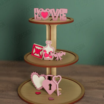 Intra απο ξύλο plywood 3mm-4mm πάχος – Πακέτο Δίσκου με επίπεδα για την Ημέρα του Αγίου Βαλεντίνου | CNC Δίασταση  20x20 cm INTRAFABR-112621284 - Image 2