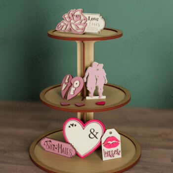 Intra απο ξύλο plywood 3mm-4mm πάχος – Πακέτο Δίσκου με επίπεδα για την Ημέρα του Αγίου Βαλεντίνου | CNC Δίασταση  20x20 cm INTRAFABR-112621284 - Image 6