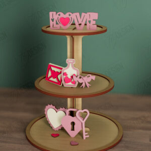 Intra απο ξύλο plywood 3mm-4mm πάχος – Δίσκος σε επίπεδα για την ημέρα του Αγίου Βαλεντίνου | Στρογγυλό σταντ Δίασταση  20x20 cm INTRAFABR-112621162