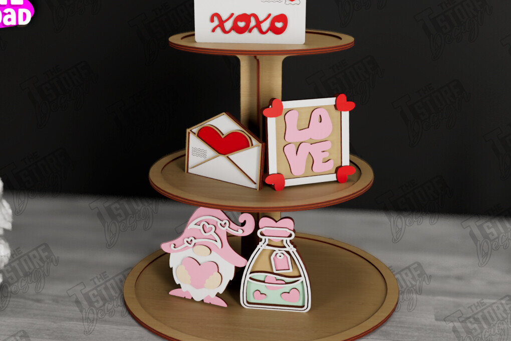 Intra απο ξύλο plywood 3mm-4mm πάχος – Δίσκος σε επίπεδα για την ημέρα του Αγίου Βαλεντίνου | Στρογγυλό σταντ Δίασταση  20x20 cm INTRAFABR-112501652