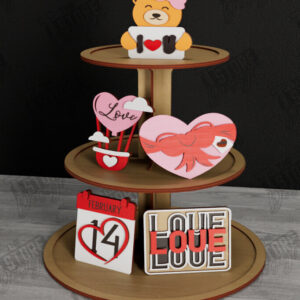 Intra απο ξύλο plywood 3mm-4mm πάχος – Δίσκος σε επίπεδα για την ημέρα του Αγίου Βαλεντίνου | Στρογγυλό σταντ Δίασταση  20x20 cm INTRAFABR-112501661