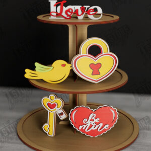 Intra απο ξύλο plywood 3mm-4mm πάχος – Δίσκος σε επίπεδα για την ημέρα του Αγίου Βαλεντίνου | Στρογγυλό σταντ Δίασταση  20x20 cm INTRAFABR-112501667