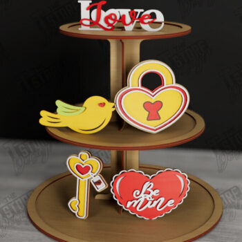 Intra απο ξύλο plywood 3mm-4mm πάχος – Δίσκος σε επίπεδα για την ημέρα του Αγίου Βαλεντίνου | Στρογγυλό σταντ Δίασταση  20x20 cm INTRAFABR-112501667 - Image 1