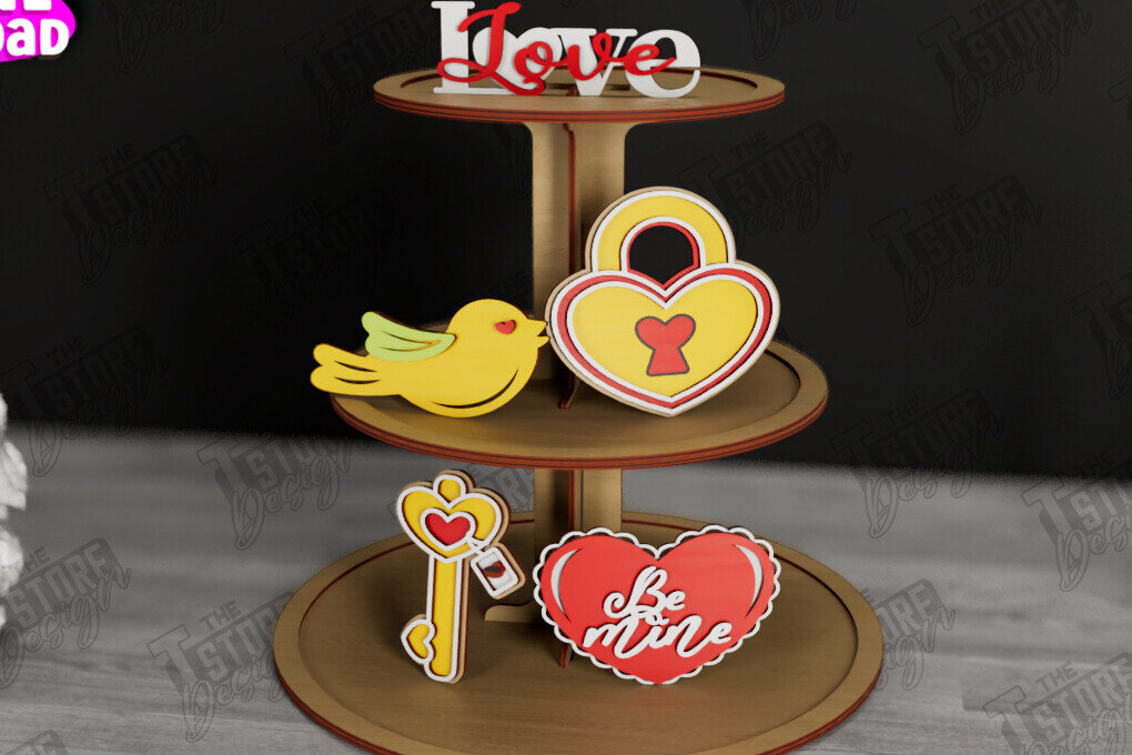 Intra απο ξύλο plywood 3mm-4mm πάχος – Δίσκος σε επίπεδα για την ημέρα του Αγίου Βαλεντίνου | Στρογγυλό σταντ Δίασταση  20x20 cm INTRAFABR-112501667