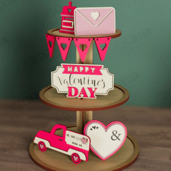 Intra απο ξύλο plywood 3mm-4mm πάχος – Δίσκος σε επίπεδα για την ημέρα του Αγίου Βαλεντίνου | Στρογγυλό σταντ Δίασταση  20x20 cm INTRAFABR-112621133 - Image 1