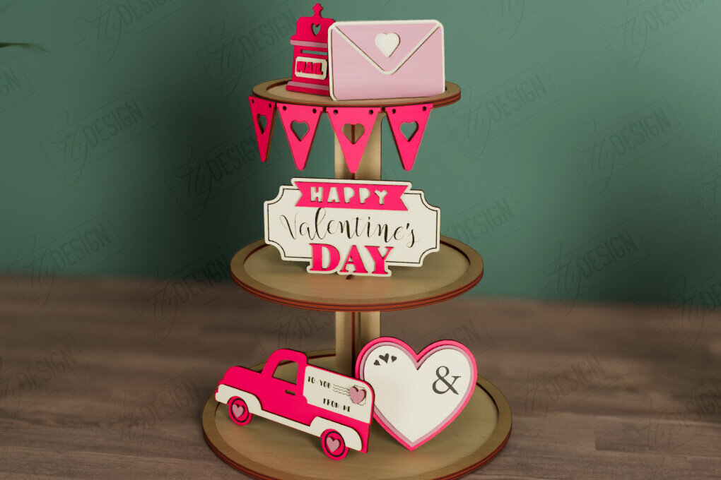 Intra απο ξύλο plywood 3mm-4mm πάχος – Δίσκος σε επίπεδα για την ημέρα του Αγίου Βαλεντίνου | Στρογγυλό σταντ Δίασταση  20x20 cm INTRAFABR-112621133