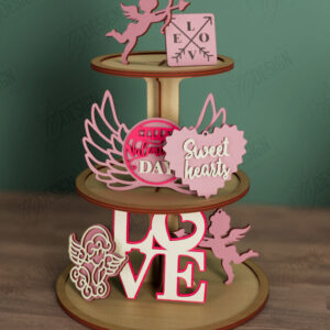 Intra απο ξύλο plywood 3mm-4mm πάχος – Δίσκος σε επίπεδα για την ημέρα του Αγίου Βαλεντίνου | Στρογγυλό σταντ Δίασταση  20x20 cm INTRAFABR-112621138