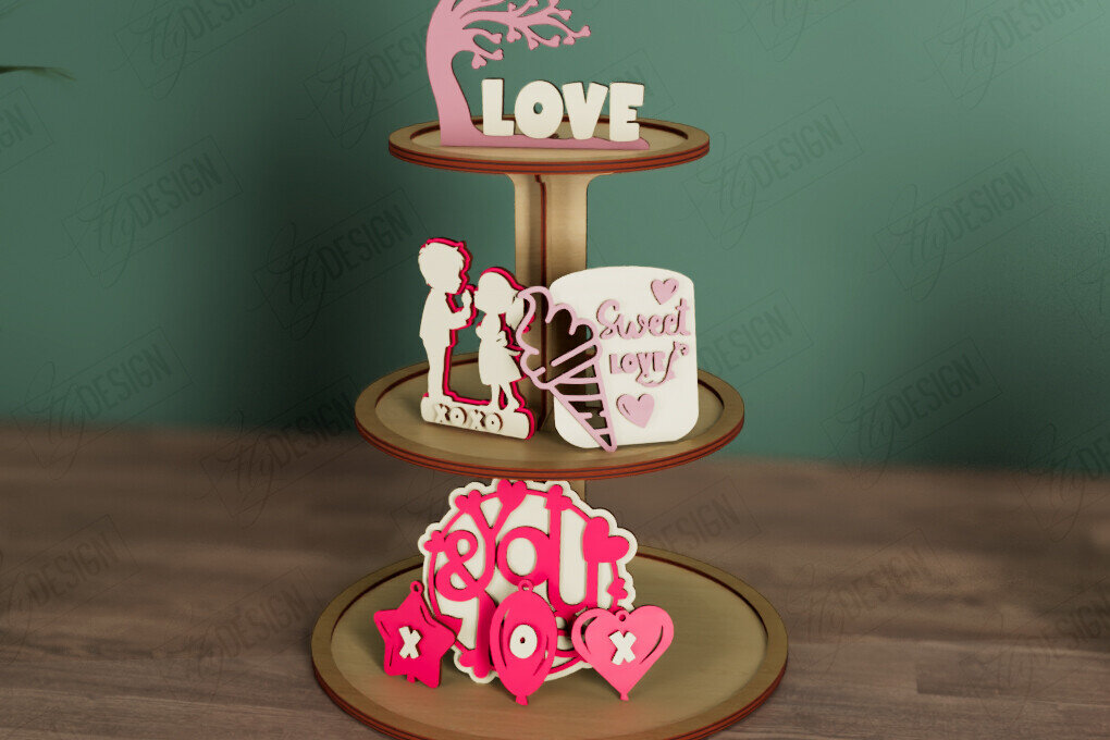 Intra απο ξύλο plywood 3mm-4mm πάχος – Δίσκος σε επίπεδα για την ημέρα του Αγίου Βαλεντίνου | Στρογγυλό σταντ Δίασταση  20x20 cm INTRAFABR-112621146