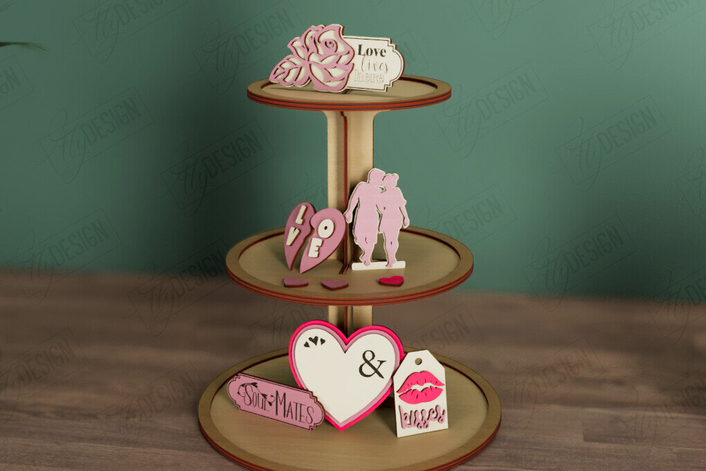 Intra απο ξύλο plywood 3mm-4mm πάχος – Δίσκος σε επίπεδα για την ημέρα του Αγίου Βαλεντίνου | Στρογγυλό σταντ Δίασταση  20x20 cm INTRAFABR-112621153