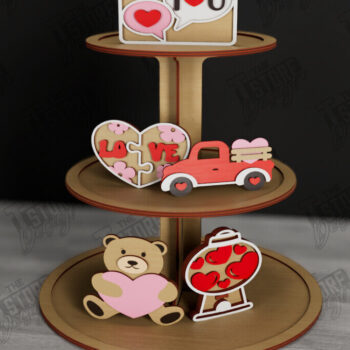 Intra απο ξύλο plywood 3mm-4mm πάχος – Δίσκος σε επίπεδα για την ημέρα του Αγίου Βαλεντίνου | Στρογγυλό σταντ Δίασταση  20x20 cm INTRAFABR-112501649 - Image 1