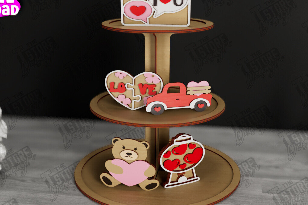 Intra απο ξύλο plywood 3mm-4mm πάχος – Δίσκος σε επίπεδα για την ημέρα του Αγίου Βαλεντίνου | Στρογγυλό σταντ Δίασταση  20x20 cm INTRAFABR-112501649