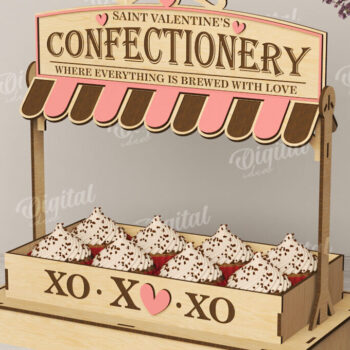 Intra απο ξύλο plywood 3mm-4mm πάχος – Stand Laser για την Ημέρα του Αγίου Βαλεντίνου Shop Stand Laser Δίασταση  20x20 cm INTRAFABR-112148495 - Image 1