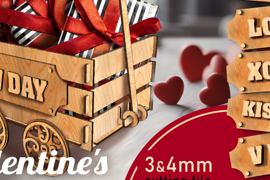 Intra απο ξύλο plywood 3mm-4mm πάχος – Wagon για την ημέρα του Αγίου Βαλεντίνου Δίασταση  20x20 cm INTRAFABR-89469879