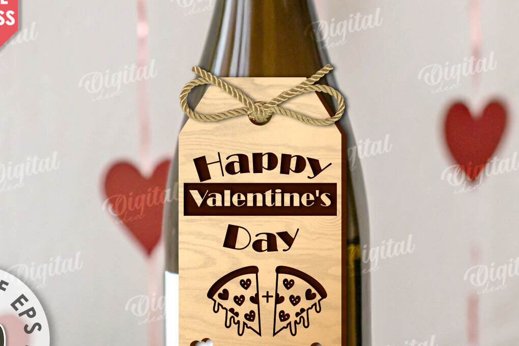 Intra απο ξύλο plywood 3mm-4mm πάχος – Ημέρα του Αγίου Βαλεντίνου Ετικέτα μπουκαλιού κρασιού με λέιζερ Δίασταση  20x20 cm INTRAFABR-111597422