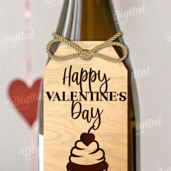 Intra απο ξύλο plywood 3mm-4mm πάχος – Ημέρα του Αγίου Βαλεντίνου Ετικέτα μπουκαλιού κρασιού με λέιζερ Δίασταση  20x20 cm INTRAFABR-111597445 - Image 1