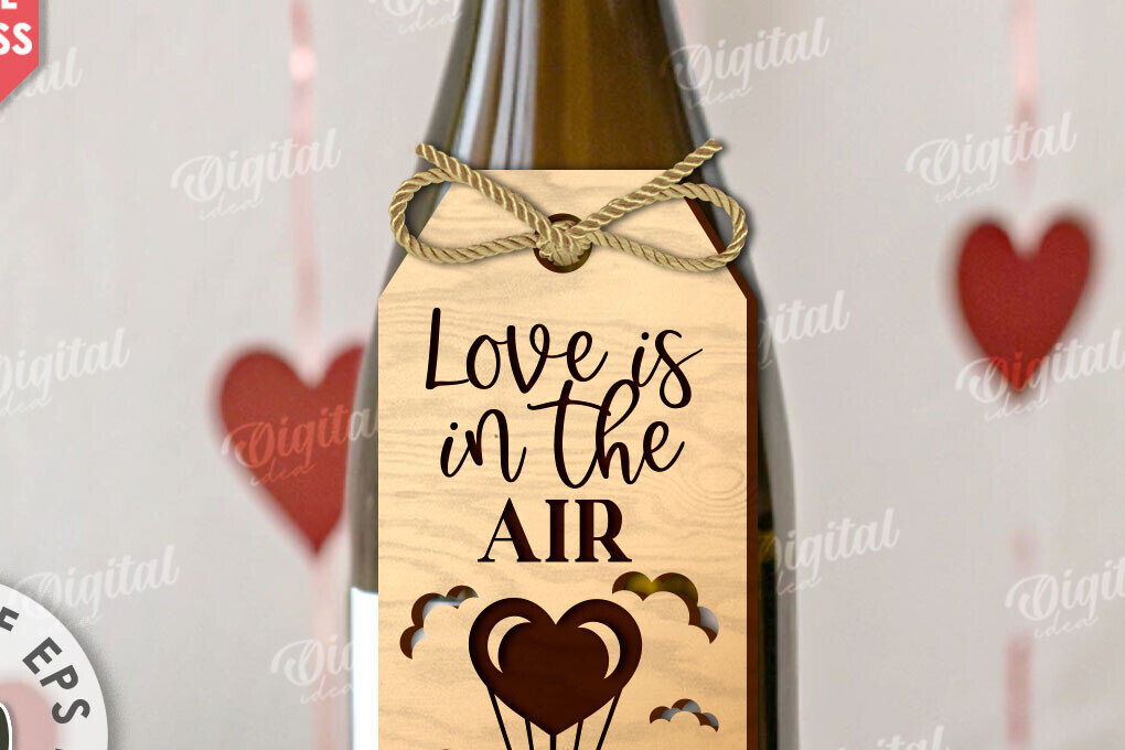 Intra απο ξύλο plywood 3mm-4mm πάχος – Ημέρα του Αγίου Βαλεντίνου Ετικέτα μπουκαλιού κρασιού με λέιζερ Δίασταση  20x20 cm INTRAFABR-111597487