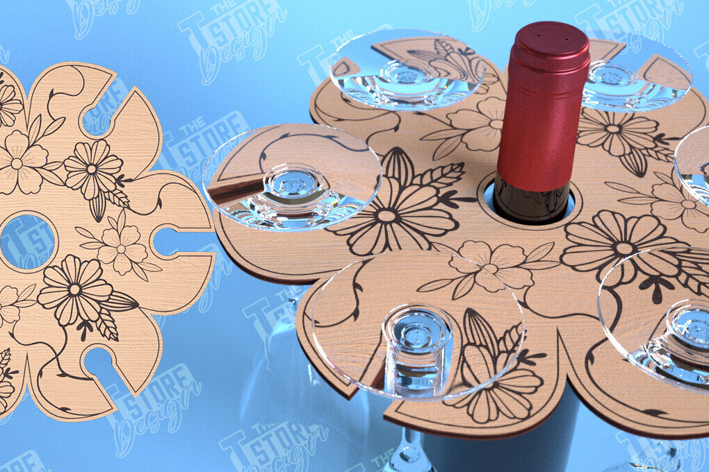 Intra απο ξύλο plywood 3mm-4mm πάχος – Ημέρα του Αγίου Βαλεντίνου Wine Butler Cut Laser Δίασταση  20x20 cm INTRAFABR-114957396