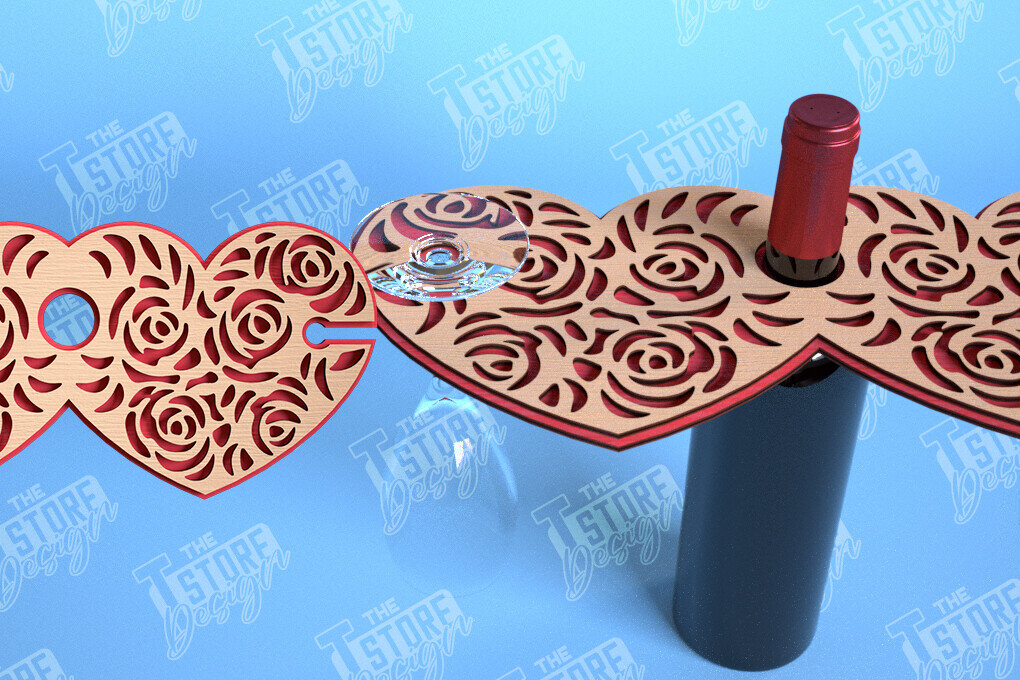 Intra απο ξύλο plywood 3mm-4mm πάχος – Ημέρα του Αγίου Βαλεντίνου Wine Butler Cut Laser Δίασταση  20x20 cm INTRAFABR-114957183