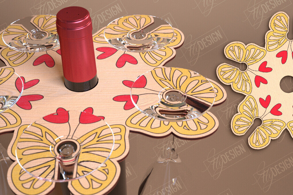 Intra απο ξύλο plywood 3mm-4mm πάχος – Ημέρα του Αγίου Βαλεντίνου Wine Butler Δίασταση  20x20 cm INTRAFABR-114818013