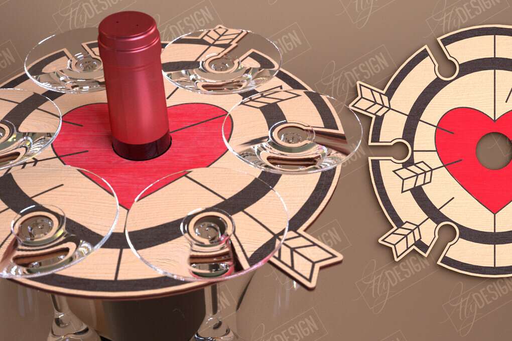 Intra απο ξύλο plywood 3mm-4mm πάχος – Ημέρα του Αγίου Βαλεντίνου Wine Butler Δίασταση  20x20 cm INTRAFABR-114818047