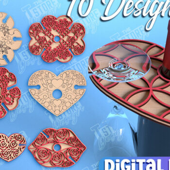 Intra απο ξύλο plywood 3mm-4mm πάχος – Ημέρα του Αγίου Βαλεντίνου Wine Butler Δίασταση  20x20 cm INTRAFABR-114957031 - Image 1