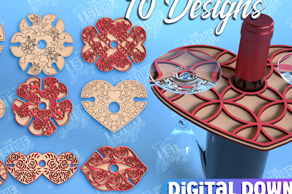 Intra απο ξύλο plywood 3mm-4mm πάχος – Ημέρα του Αγίου Βαλεντίνου Wine Butler Δίασταση  20x20 cm INTRAFABR-114957031