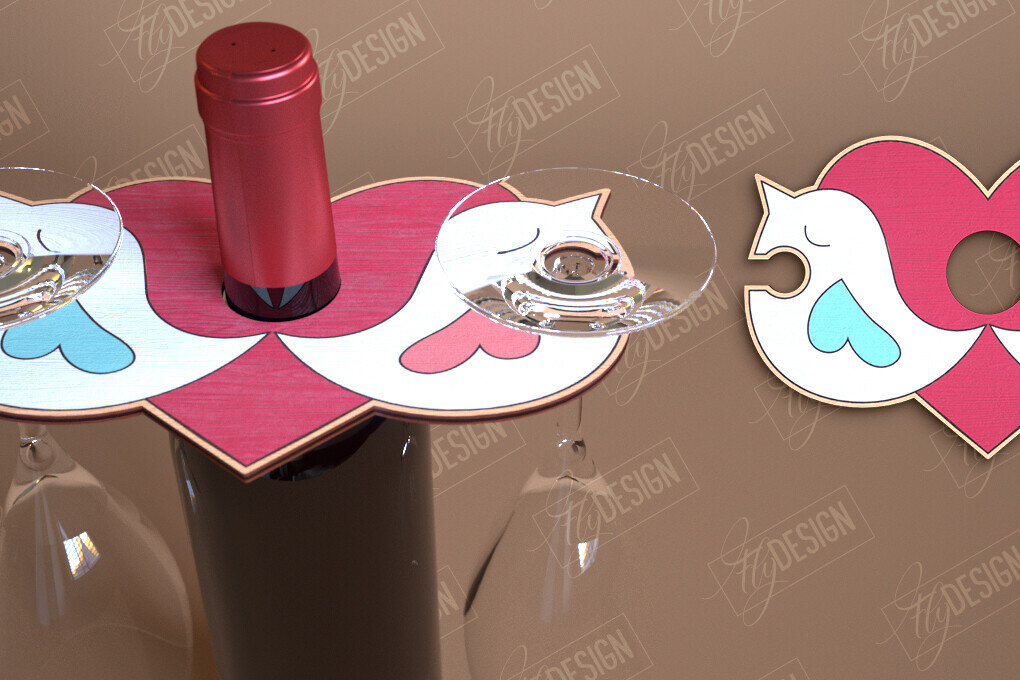 Intra απο ξύλο plywood 3mm-4mm πάχος – Ημέρα του Αγίου Βαλεντίνου Wine Butler Δίασταση  20x20 cm INTRAFABR-114817732