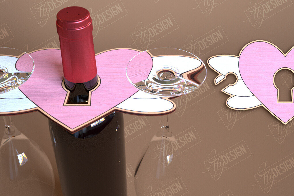 Intra απο ξύλο plywood 3mm-4mm πάχος – Ημέρα του Αγίου Βαλεντίνου Wine Butler Δίασταση  20x20 cm INTRAFABR-114817758