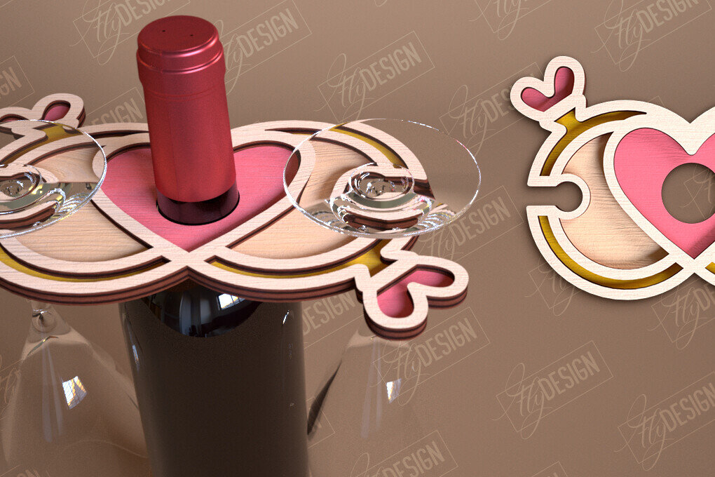 Intra απο ξύλο plywood 3mm-4mm πάχος – Ημέρα του Αγίου Βαλεντίνου Wine Butler Δίασταση  20x20 cm INTRAFABR-114817805