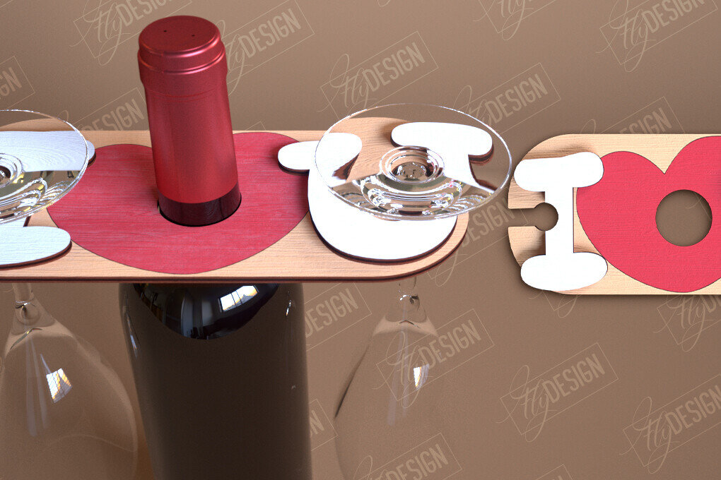 Intra απο ξύλο plywood 3mm-4mm πάχος – Ημέρα του Αγίου Βαλεντίνου Wine Butler Δίασταση  20x20 cm INTRAFABR-114817873