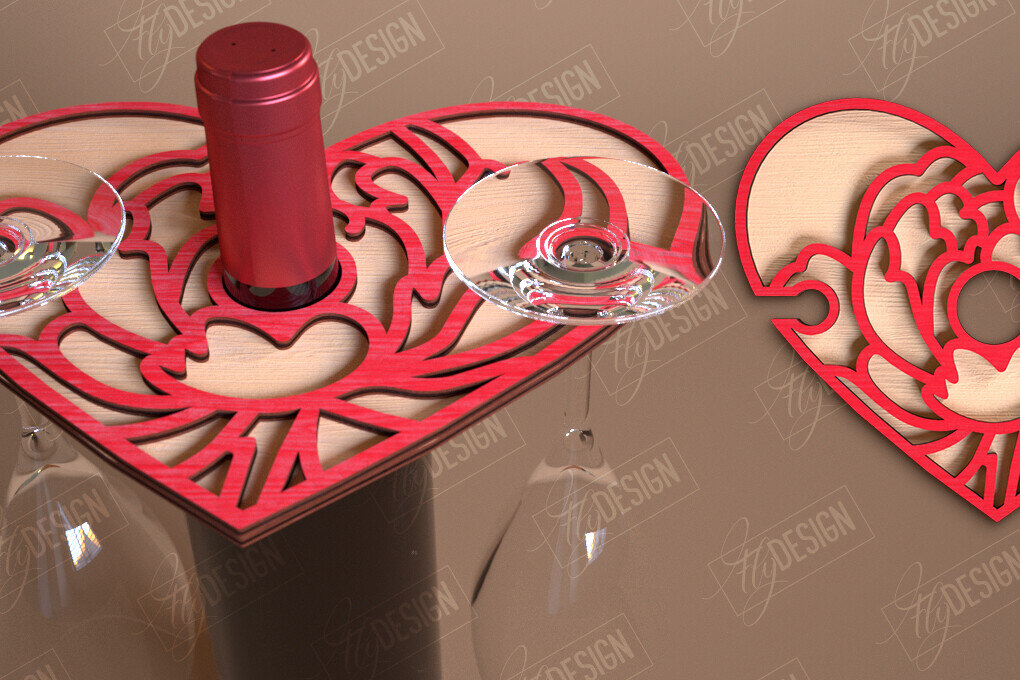 Intra απο ξύλο plywood 3mm-4mm πάχος – Ημέρα του Αγίου Βαλεντίνου Wine Butler Δίασταση  20x20 cm INTRAFABR-114817905